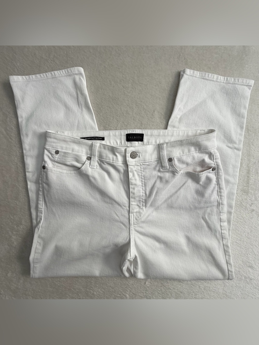 Talbots NWOT White Straight-Leg Crop Jeans, Size 8